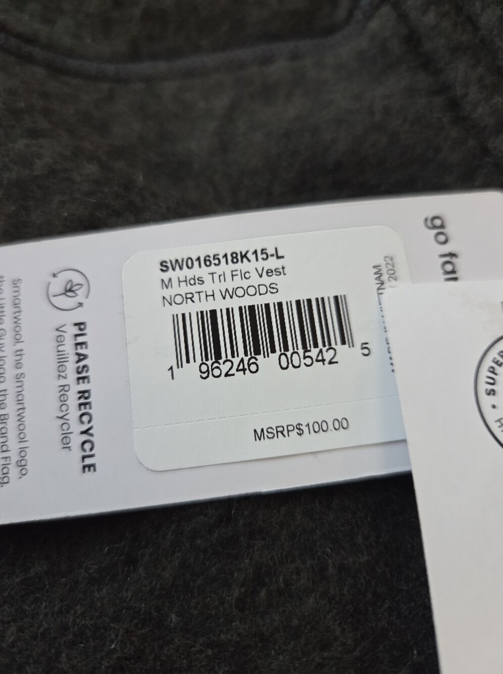 NWT Smartwool Hudson Trail Fleece Vest North Woods Mens Size Large Full Zip - Picture 4 of 10